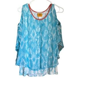 Ruby Rd womens blue & white flowy blouse size medium. Great condition